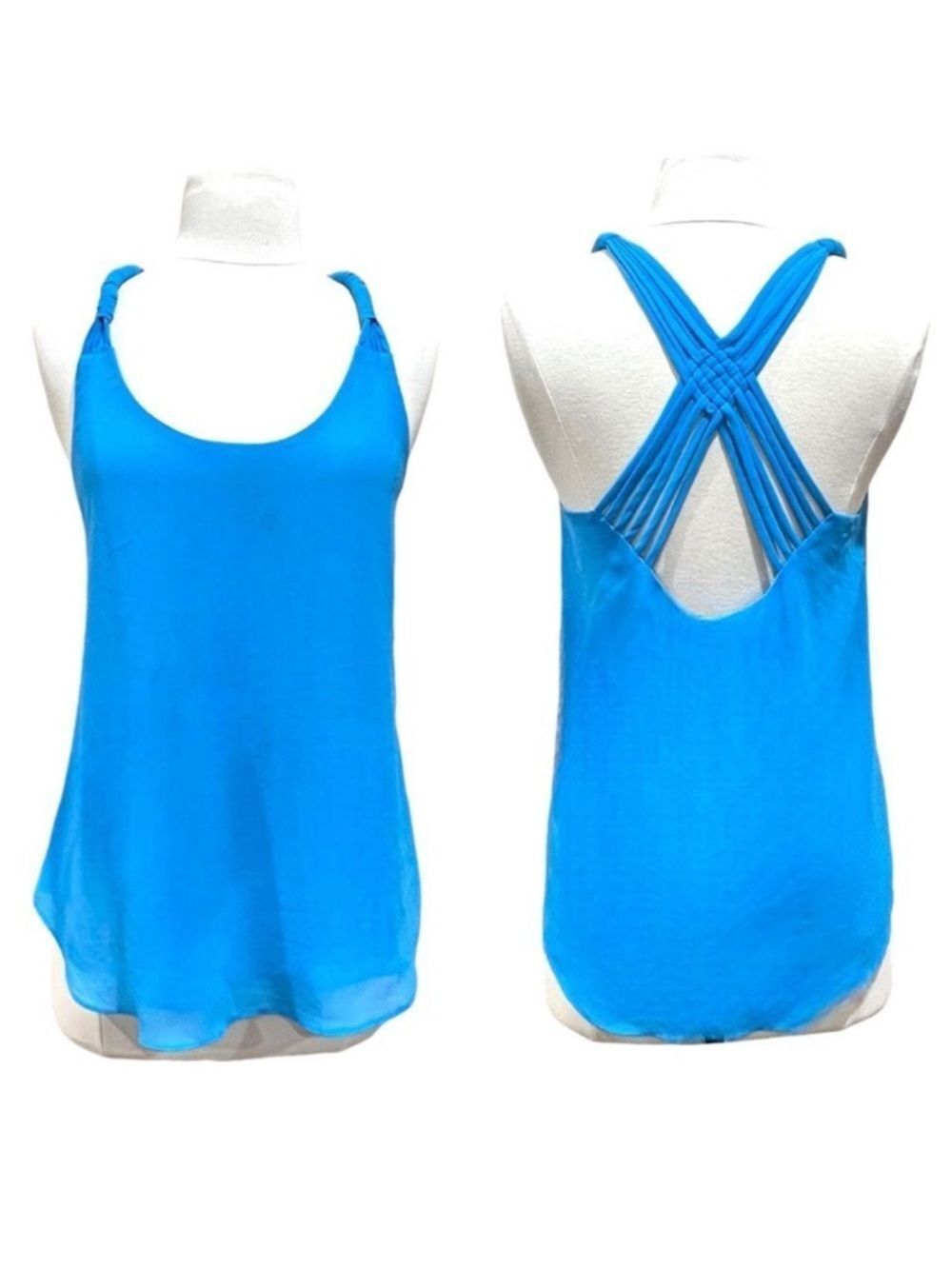 E Hanger M Blue Strappy Sleeveless Blouse Size Small